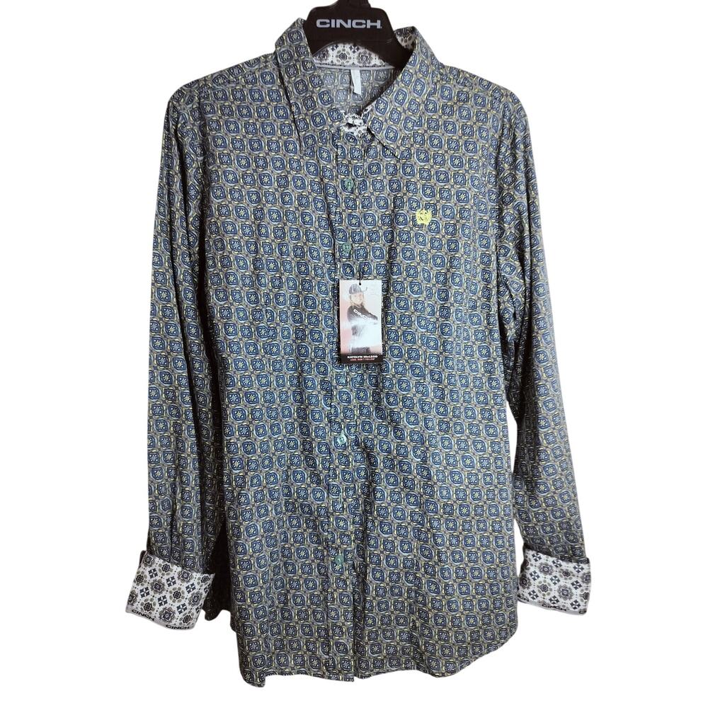 5620)Cinch Woman XL Multicolor Western Button Down No Pocket Performance Shirt - Picture 2 of 9